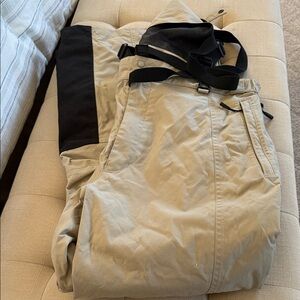 Eastern Mountain Sports Tan and Black Outdoor Pants with Bib